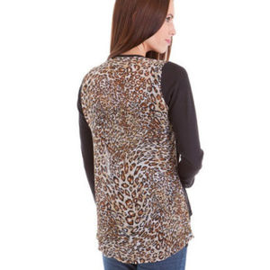 Womens Small Sheer Leopard Cheeta Animal Print Cardigan Shawl Open Cover NEW